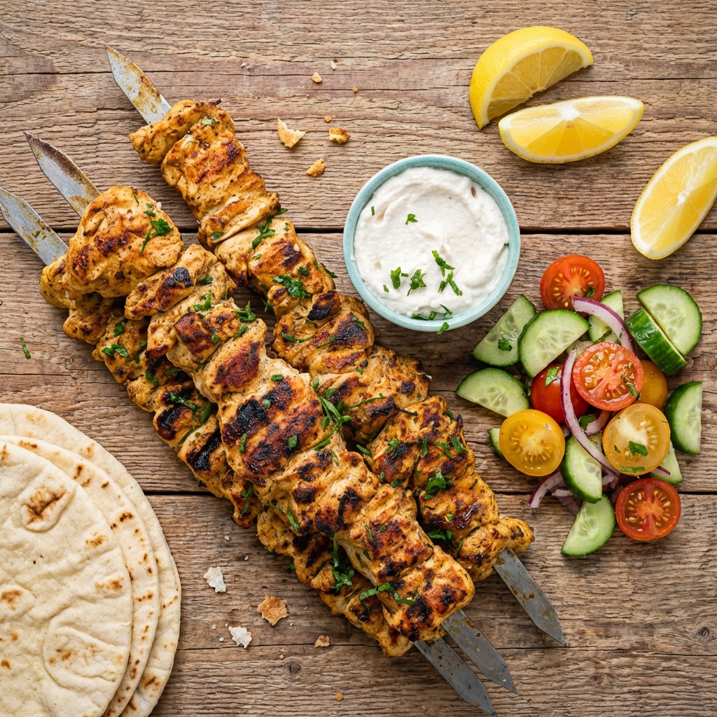 Lebanese catering chicken shawarma kebabs